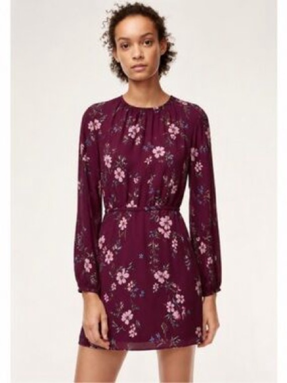 NWT ARITZIA SUNDAY BEST Poppins Wilde/ Carolina Blue Floral Long Sleeve Dress